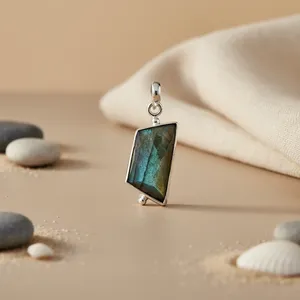 Colgante de Labradorita de Plata 925 para Mujer, Joyería de Piedras Preciosas en Oro Rosa, Cristal, Diamante, Dijes, Joyería de Perlas de Metal - Product Image 2