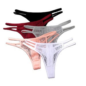 Tanga de Encaje Romántico para Mujer, OEM, Color Sólido, Transparente, Cintura Baja, Transpirable, Cómodo, Spandex - Product Image 1
