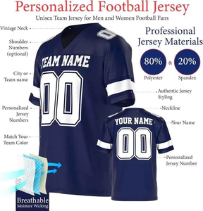 Uniformes de Rugby al por Mayor con Nombres y Números Cosidos, Jersey de Fútbol Americano Retro con Estampado Personalizado para Hombre - Product Image 3