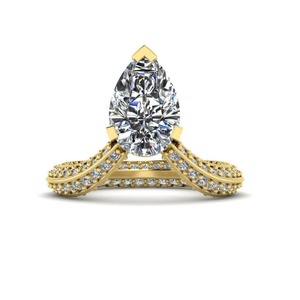 Top vendeur poire diamant jaune plaqué or 925 argent bague de mariage sinueuse pour les femmes de luxe mode bague de fiançailles au meilleur prix - Product Image 1