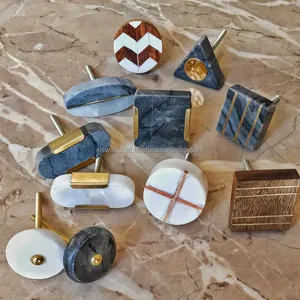 Bouton en marbre au design moderne Bouton en marbre hexagonal Poignée de porte d'armoire en marbre de luxe de qualité supérieure fabriquée en Inde - Product Image 6