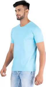 Azul cielo buena calidad sólido ajuste Regular cuello redondo Camiseta diseño personalizado buena calidad casual viste hombres camisetas - Product Image 3