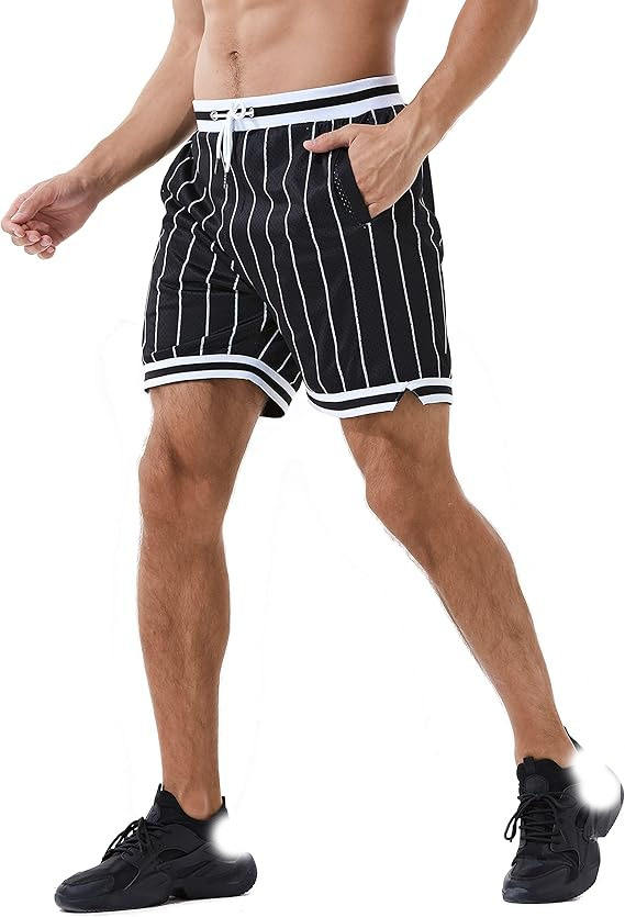 New Style Men Stripe Shorts Custom Breathable Quick Dry Mesh Athletic Shorts Eco-Friendly Anti-Wrinkle High Street Sport Shorts