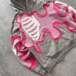 Wholesale Weighted <b>Hoodie</b> Plush Filled <b>Hoodie</b> for Adults Puff Printed <b>Oversized</b> <b>Fleece</b> Design Men Hoodies for Sale - Product Image 2