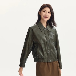 Veste coupe-vent imperméable en cuir véritable texturé rétro pour hommes - Product Image 2