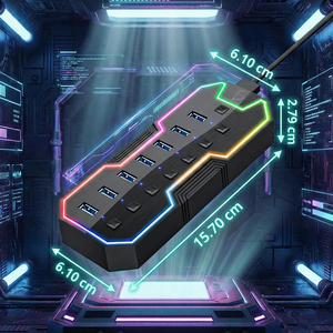 ฮับ USB 3.0 Type C 7 พอร์ต พร้อมไฟ RGB LED แบบแยกสวิตช์ ตัวฮับทำจากอลูมิเนียมอัลลอยด์ ทนทาน ความเร็ว 5GBPS เพื่อการถ่ายโอนข้อมูลอย่างรวดเร็ว - Product Image 4