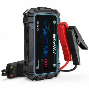 AVAPOW 8000mAh Batterie 1500A Démarreur de saut de voiture 5L Essence/3.2L Giesel Moteur Batterie Jumper QC Banque d'alimentation à charge rapide