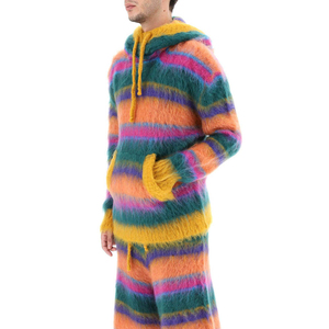 Sudadera con capucha de punto de mohair cepillado para hombre, al por mayor de fábrica OEM, lista para enviar, ropa de calle de lujo para invierno, entrega rápida - Product Image 5