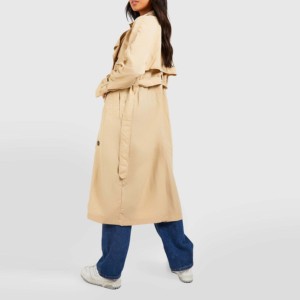Vente en gros Trench-Coat en cuir de qualité supérieure pour femmes, double boutonnage, manches longues, vestes d'hiver souples, coton personnalisé OEM - Product Image 6