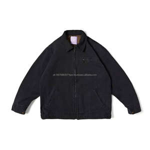 Chaqueta de Trabajo de Lona Resistente de Alta Calidad para Hombre, Chaqueta de Trabajo con Logotipo Personalizado, Chaqueta Bomber con Cuello en Contraste para Hombre - Product Image 2