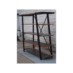 Estantería plegable de madera maciza y hierro, Muebles personalizados para el hogar, diseño Industrial Simple moderno de lujo ecológico, 130x38x180 cm - Product Image 3