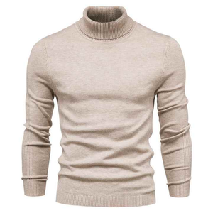 Jersey de cuello alto para hombre, suéter de punto de manga larga con textura de gofre, suéter de talla grande con diseño acanalado informal transpirable - Product Image 6