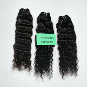 Vente en gros pas cher prix Indien cheveux humains bouclés armure faisceaux un donneur brut vierge non transformé Temple cheveux humains - Product Image 2