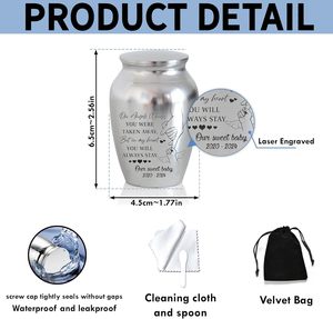 Personalized Baby <b>Mini</b> Urn Stainless Steel Decorative Keepsake Urn Engraved Memorial Urn for Loss of Child Custom Size Silver - Product Image 2