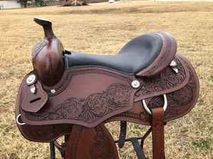 Sillín de caballo marrón Premium genuino 100%, diseño occidental hecho a mano en cuero Premium para deportes y entretenimiento - Product Image 2