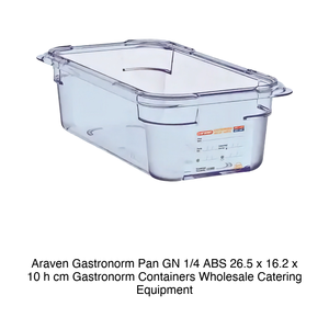 Araven Gastronorm Pan GN 1/4 <b>ABS</b> 26.5 x 16.2 x 10 h cm Gastronorm Containers Wholesale Catering Equipment - Product Image 2