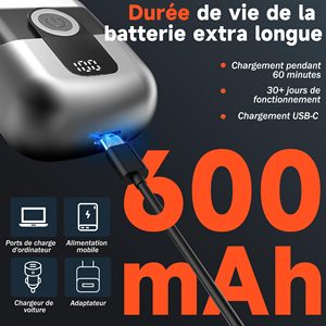 Mini rasoir électrique gris pour hommes avec écran LED, étanche, silencieux, portable, IPX7, pour le visage, lames remplaçables, lavable - Product Image 3