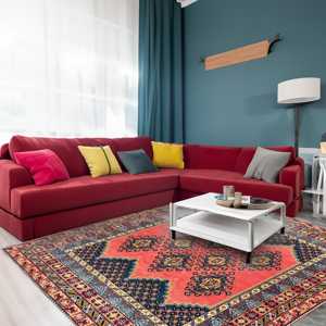 Navy Blue Rug, Classic Pattern Rug, Printed Rug for Living Room,Nonwoven Thin Rug - Product Image 1