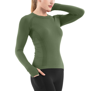 เสื้อโยคะออกกำลังกายผู้หญิง แขนยาว ทรงเข้ารูป ดีไซน์ทันสมัย ผ้าไร้ตะเข็บ น้ำหนักเบา เหมาะสำหรับเล่นกีฬากลางแจ้งและออกกำลังกาย - Product Image 1