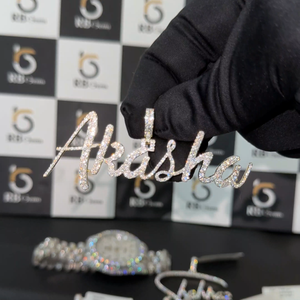 Colgante de Letra Cristiana Completamente Engastado, Chapado en Oro Rosa, Joyería Hip Hop con Nombre Personalizado, Colgantes Finos de Moissanita VVS para Hombre, Estilo Rapero - Product Image 2