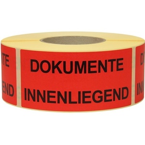 Warning Labels Stickers 145x70mm <b>Red</b> <b>Paper</b> for Documents Inside Transpak - Product Image 1