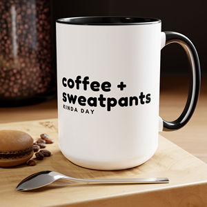 Tazza da Caffè in Ceramica Bicolore Minimalista da 15oz, Lavabile in Lavastoviglie e Ideale per Amanti dei Pantaloni Sportivi, per WFH e Attività all'Aperto, per Caffetterie - Product Image 1