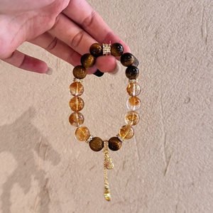 Wealth Style Romantic Beaded Quartz <b>Bracelet</b> with Citrine and <b>Tiger</b> <b>Eye</b> Gourd Design Other Materials Made in China - Product Image 1