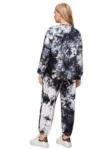 Conjunto Deportivo de Invierno para Mujer 100% Algodón, Pantalones Deportivos y Sudadera con Capucha, Estampado Tie Dye, Cortavientos, Transpirable, Personalizable - Product Image 5