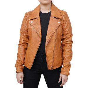 แจ็กเก็ตหนังแกะแท้ของผู้หญิงแจ็กเก็ตระบายอากาศได้ดีดีไซน์เข้ารูป - Product Image 1