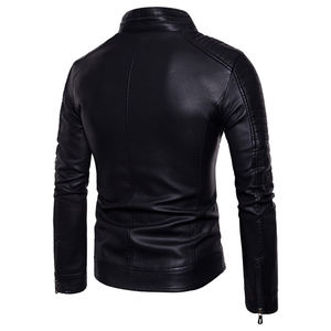 Chaqueta de cuero delgada de calidad superior para hombre estilo de invierno con estampado de soplo y cierre de cremallera Chaquetas Chaqueta para hombre - Product Image 2