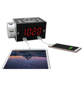 CR-282P 1.2 "LED hiển thị đồng hồ báo thức FM <span class=keywords><strong>Radio</strong></span> với chiếu và cổng USB kép cho 2.4A và 1A sạc - Product Image 4