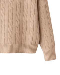 <b>Womens</b> Beige Cable Knit Polo Collar Sweater Long Sleeve Button Placket Soft <b>Warm</b> Winter Casual Pullover <b>Top</b> For Wholesale Buyers - Product Image 6