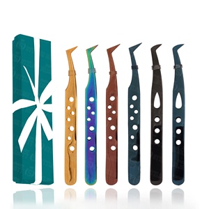 Pinces à cils professionnelles pour extensions de cils, pinces courbées et droites, pinces à volume, acier inoxydable, outils de salon pour cils, vente en gros - Product Image 5