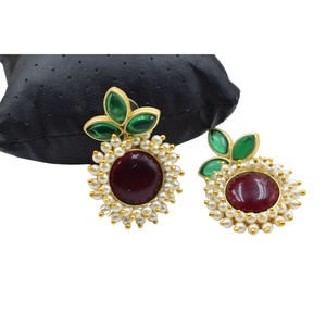 ต่างหูเม็ดเดี่ยวเคลือบทองวัสดุทองเหลืองเครื่องประดับแฟชั่นสำหรับผู้หญิงและเด็กผู้หญิง - Product Image 4