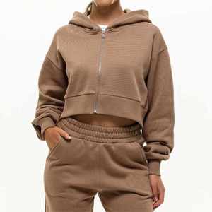 Ropa de ejercicio físico para gimnasio de invierno, 4 Uds., trajes de entrenamiento de patrón sólido, chándal de calle de dos piezas - Product Image 5