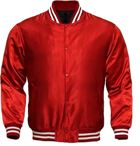 <b>Mens</b> Varsity Jacket Satin Polyester Retro Zip Casual Bomber Jackets - Product Image 3