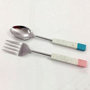 Stainless Steel <b>Gold</b> Plated Salad Server Set Casual Purpose Server <b>Utensil</b> Western Style Salad Server Set - Product Image 2