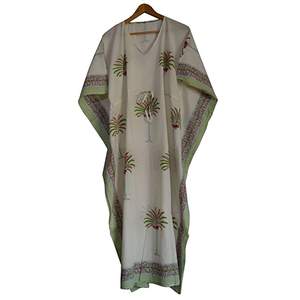 Robe caftan à fleurs indiennes en coton de créateur fait à la main Top vente longue couverture pour les mamans vêtements de nuit de plage vêtements d'été naturel - Product Image 1