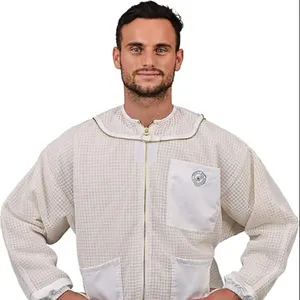 New Beekeeping Jacket Air Mesh Protective Bee Jacket White PK Bee Keeping Suit Men Women