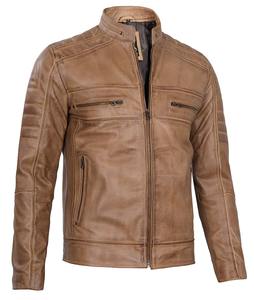 Chaqueta de Motociclista de Cuero de Cordero Cordura con Cremallera Completa Personalizada para Hombre, Color Marrón Camel, Impermeable, Transpirable, Corte Regular - Product Image 3