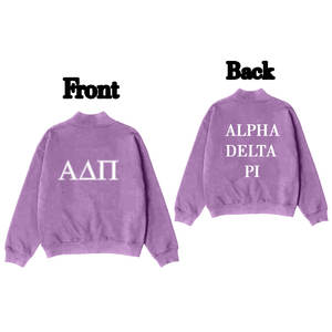 Custom Winter <b>Travel</b> Fashion Women's University Greek Letter Print Mock <b>Neck</b> Sweatshirt with Front Logo-Streetwear Apparel - Product Image 1