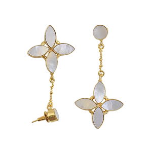 ต่างหูมุกทรงหยดน้ำแบบคลาสสิก ประดับพู่ห้อย ตัวเรือนทอง 14K/18K/24K ชุบทอง  งานทองเหลืองคลาสสิก ประดับพลอยทรงมาร์ควิส - Product Image 3