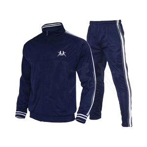 Survêtement de sport d'entraînement avec pantalon à taille élastique et veste zippée Survêtement de fitness pour homme au design moderne - Product Image 1