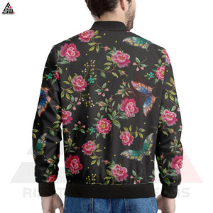Chaqueta Bomber de Lona Sublimada de Alta Calidad con Estampado Frontal Personalizado al por Mayor, Chaqueta Casual de Invierno para Hombre, Resistente al Viento, con Bolsillos, 300g - Product Image 4