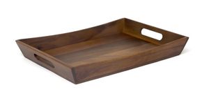 Bandeja de servir de madera hecha a mano con asas recortadas |   Bandeja Rectangular de Madera Oscura para Desayuno y Café - Product Image 2