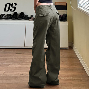 Pantalon décontracté à jambes larges vert olive pour <span class=keywords><strong>femme</strong></span> DS avec deux poches avant, nouvelles tendances, <span class=keywords><strong>jeans</strong></span> pour <span class=keywords><strong>femme</strong></span> - Product Image 4