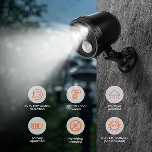 Projecteur LED sans fil au design unique, résistant aux intempéries IP60, pour garages, entrées, terrasses, porches, abris, clôtures - Product Image 2