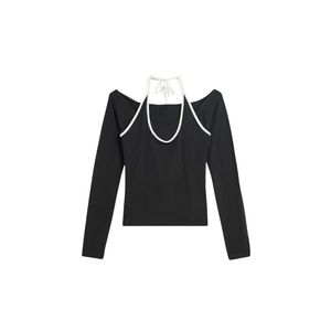 Camisetas de Cuello Halter para Mujer, Casuales, de Manga Corta, de Viscosa y Elastano, Tops de Moda Primavera, Ajuste Delgado, Cómodas para Uso Diario, Personalizadas - Product Image 1