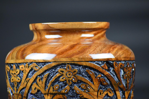 Handcrafted Rosewood Cremation Urn Floral Carved Memorial <b>Keepsake</b> Cremation Urn for <b>ashes</b> - Product Image 5