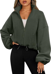 Chaquetas de Forro Polar para Mujer, Sudaderas Extra Grandes con Cierre, Ropa de Invierno, Manga Larga, Estilo Corto, Sherpa, Atuendos de Otoño, Moda - Product Image 6